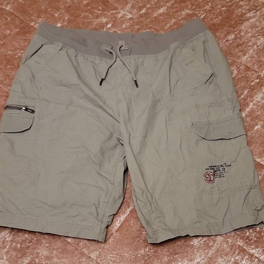 Ecko Unlimited Men's XL Cargo Shorts Zip/Button Pockets Gray Cotton/Spandex